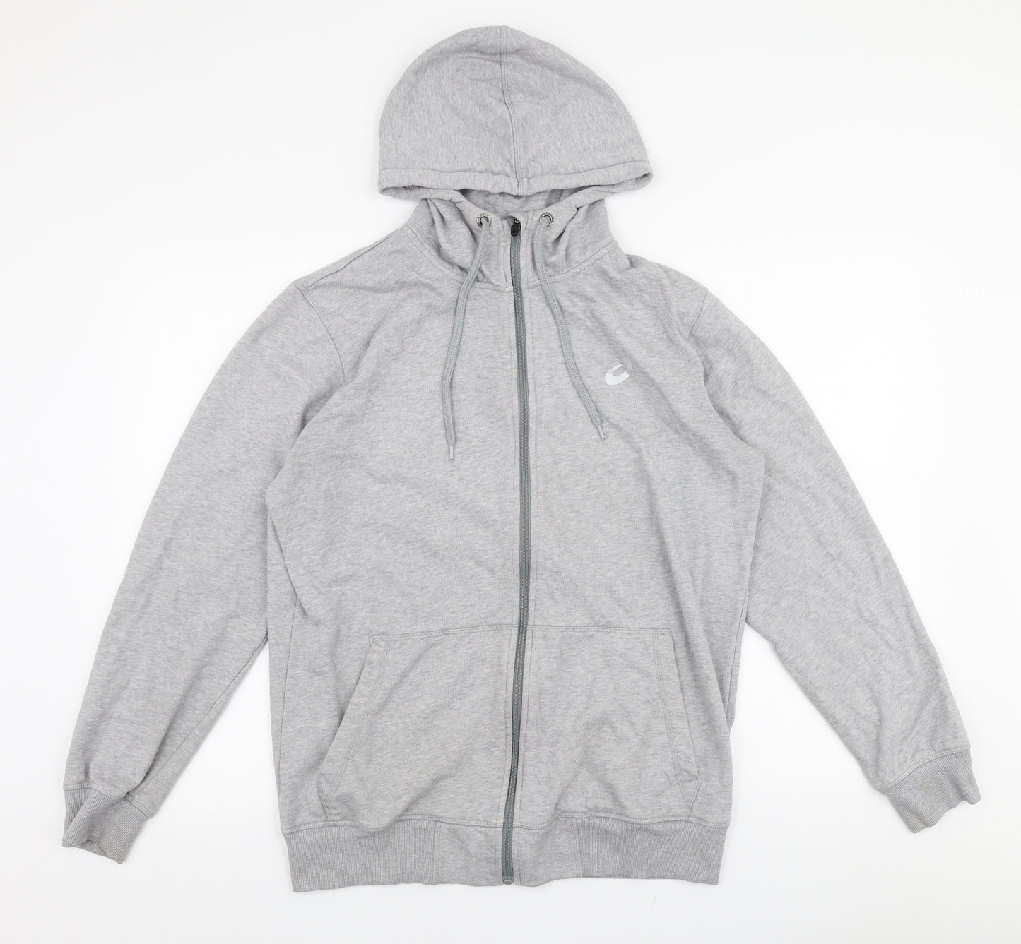 ASICS Womens Grey  Cotton Full Zip Hoodie Size L  Zip