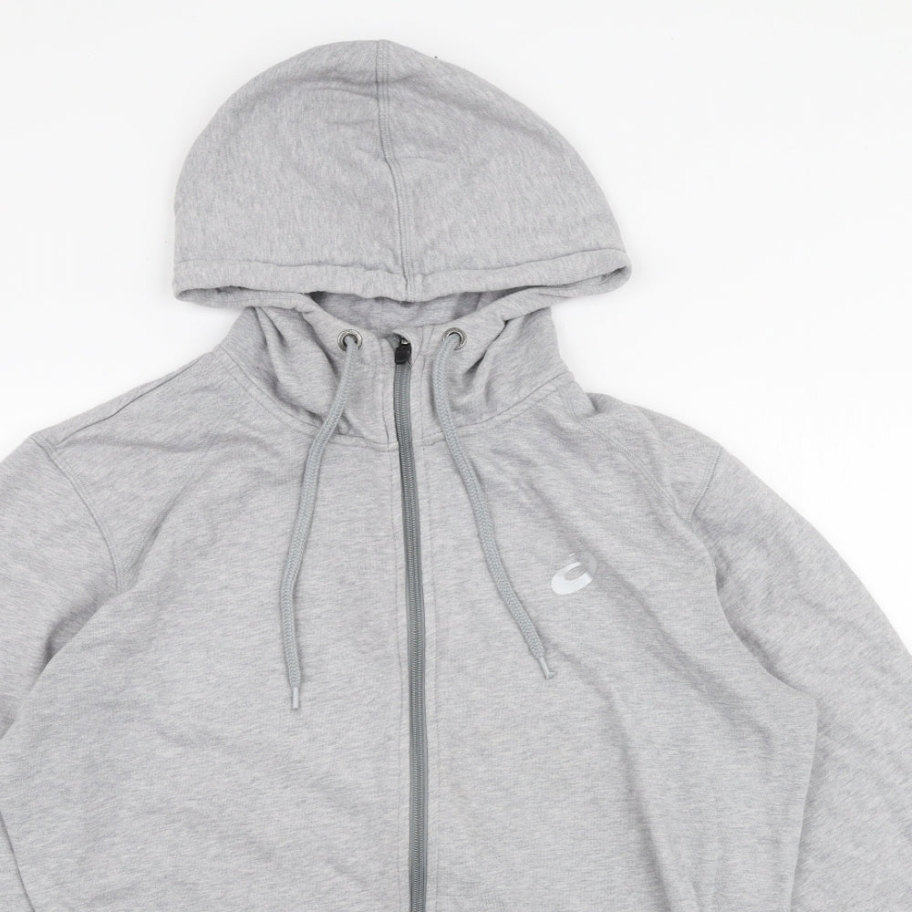 ASICS Womens Grey  Cotton Full Zip Hoodie Size L  Zip