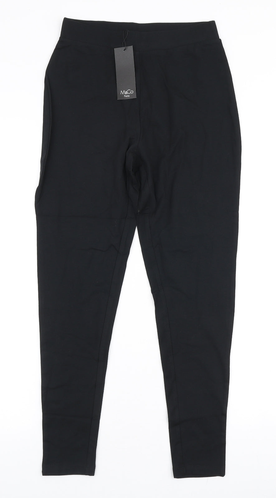 M & Co Womens Black  Cotton Capri Leggings Size 10 L25 in