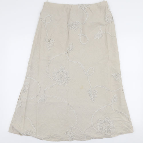 Gerard Womens Beige  Linen Pleated Skirt Size 16