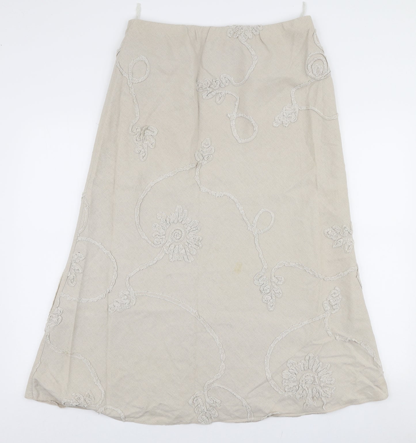 Gerard Womens Beige  Linen Pleated Skirt Size 16