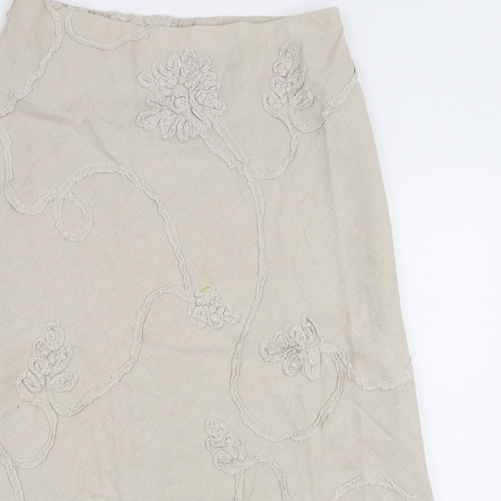 Gerard Womens Beige  Linen Pleated Skirt Size 16