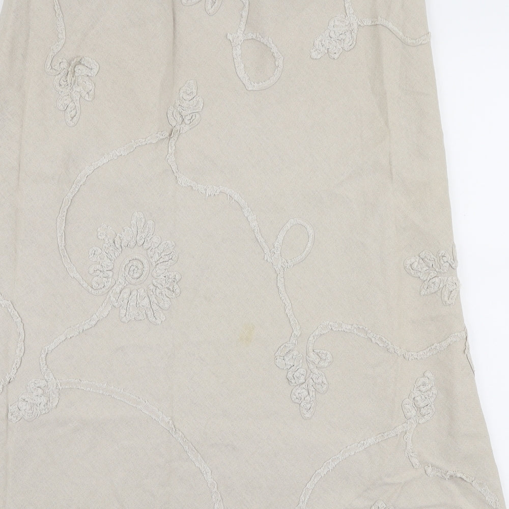 Gerard Womens Beige  Linen Pleated Skirt Size 16