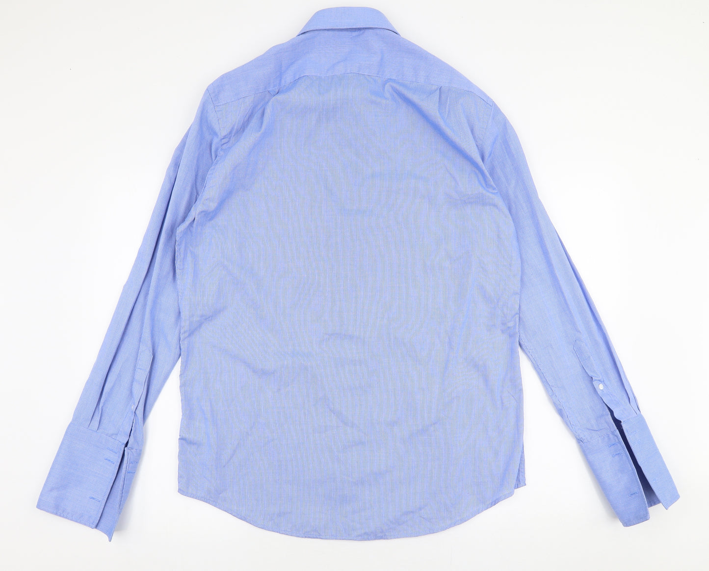 Thomaa Nash Mens Blue  Polyester  Dress Shirt Size 16 Collared Button