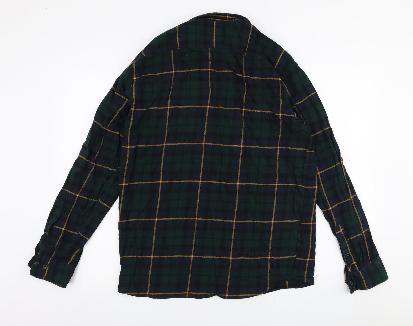 L.O.G.G Mens Green Plaid Cotton  Button-Up Size M Collared Button