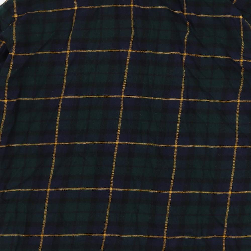 L.O.G.G Mens Green Plaid Cotton  Button-Up Size M Collared Button
