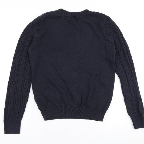 H&M Womens Blue Round Neck  Cotton Pullover Jumper Size M