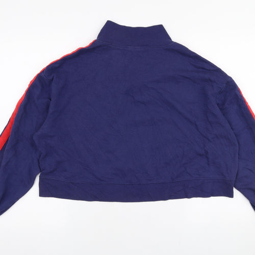 H&M Womens Blue  Cotton Pullover Sweatshirt Size L  Zip