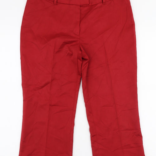 Sisley Womens Red  Polyester Capri Trousers Size M L21 in Regular Zip