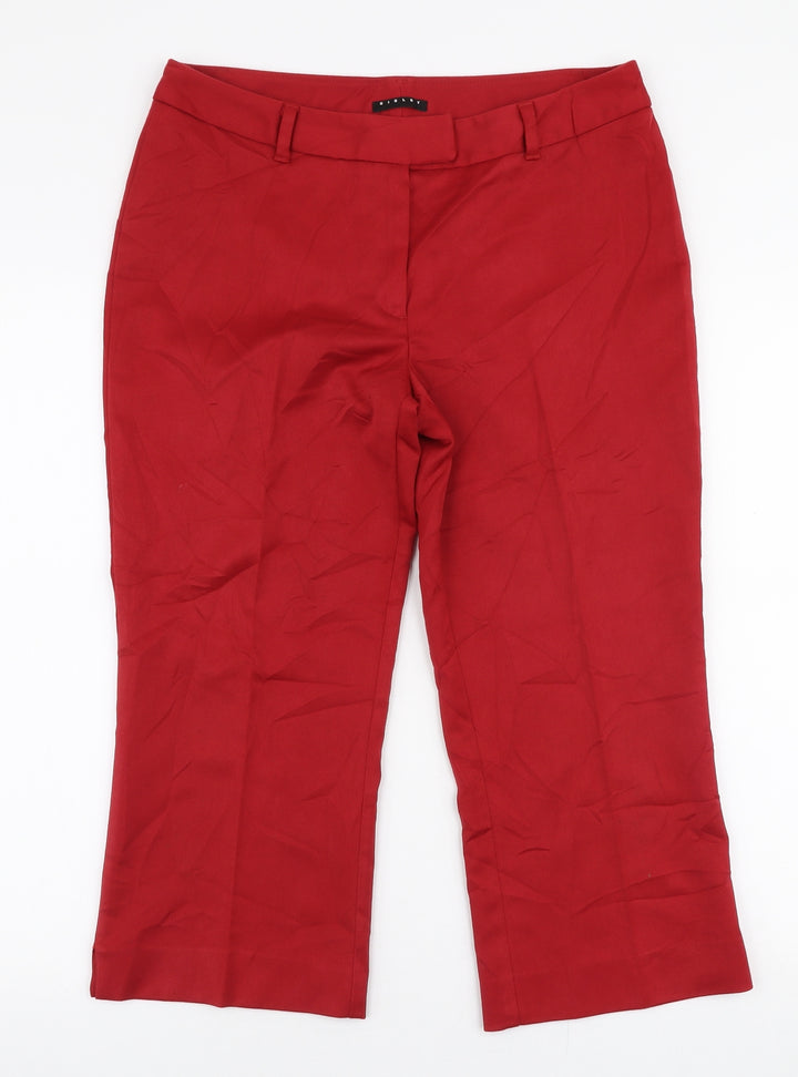 Sisley Womens Red  Polyester Capri Trousers Size M L21 in Regular Zip