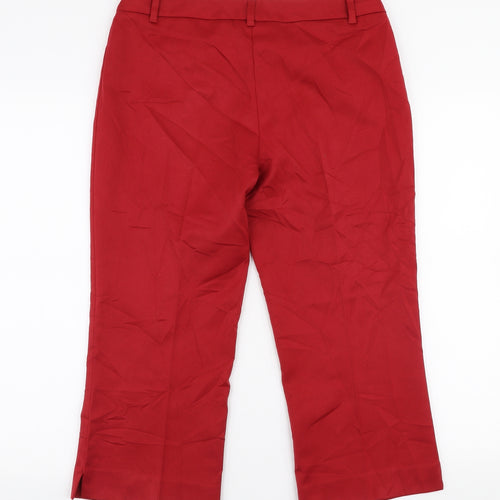 Sisley Womens Red  Polyester Capri Trousers Size M L21 in Regular Zip