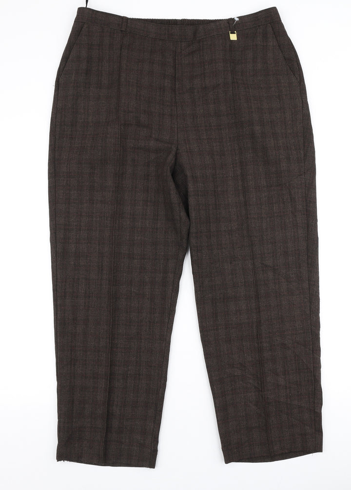 BM Womens Brown Polyester Trousers Size 16 L25 in Regular