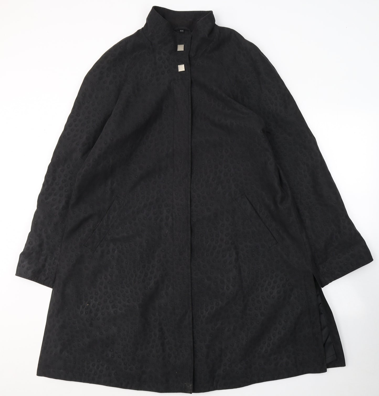 Gianfranco Corneli Womens Black Polka Dot  Overcoat Coat Size 10  Button