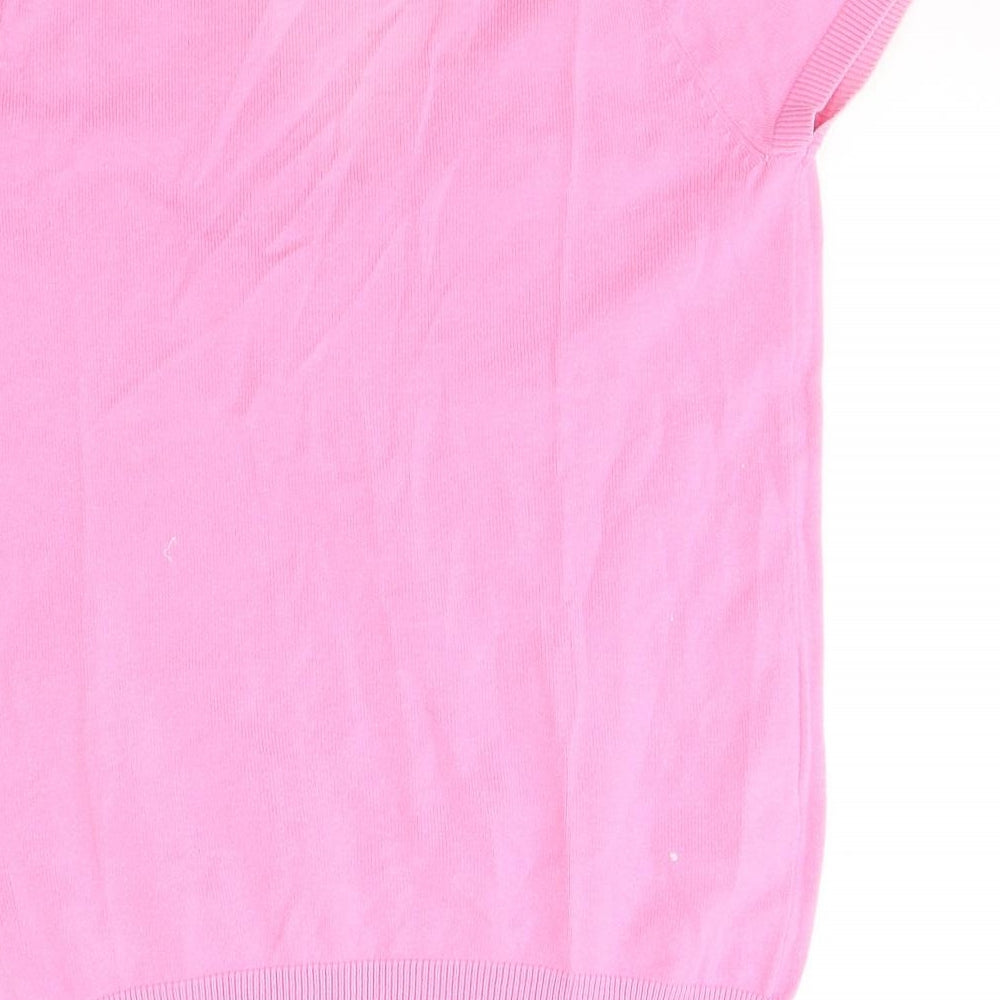 Preworn Womens Pink  Cotton Basic T-Shirt Size M V-Neck