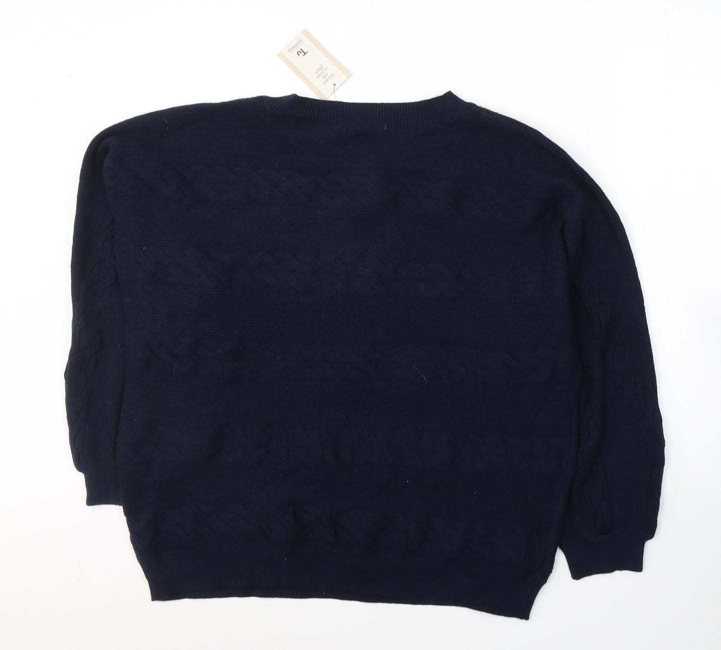 TU Womens Blue Round Neck  Viscose Pullover Jumper Size L