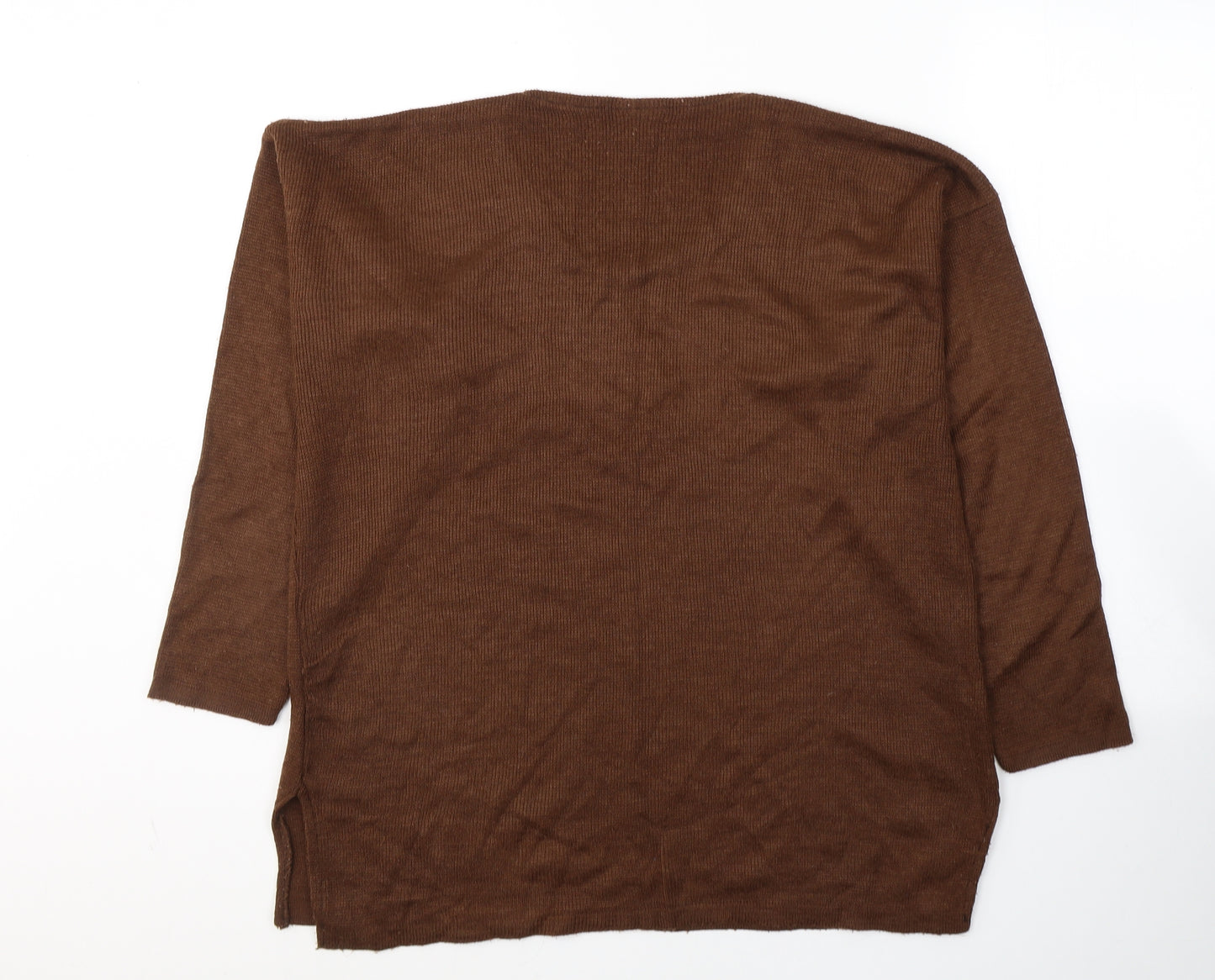 Dito Womens Brown V-Neck  Acrylic Pullover Jumper Size 10