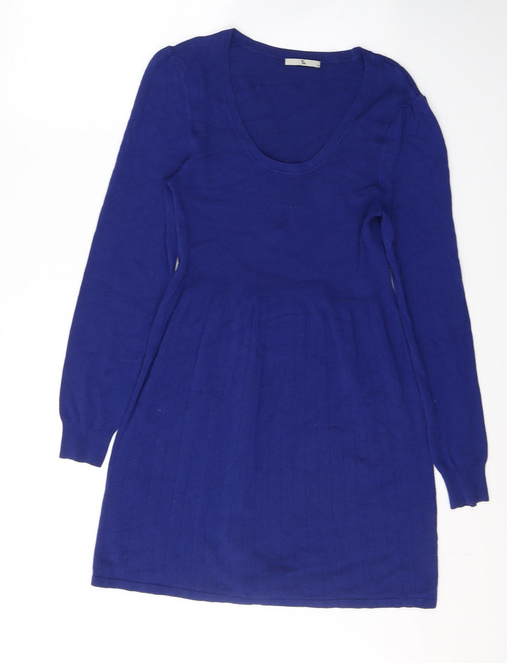 TU Womens Blue Viscose Fit & Flare Size 14 Round Neck Pullover
