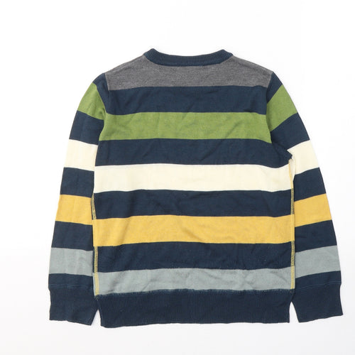 Lime Boys Multicoloured Round Neck Striped Acrylic Pullover Jumper Size 7-8 Years  Pullover