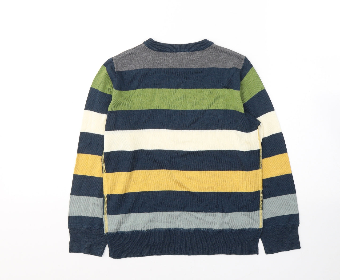 Lime Boys Multicoloured Round Neck Striped Acrylic Pullover Jumper Size 7-8 Years  Pullover