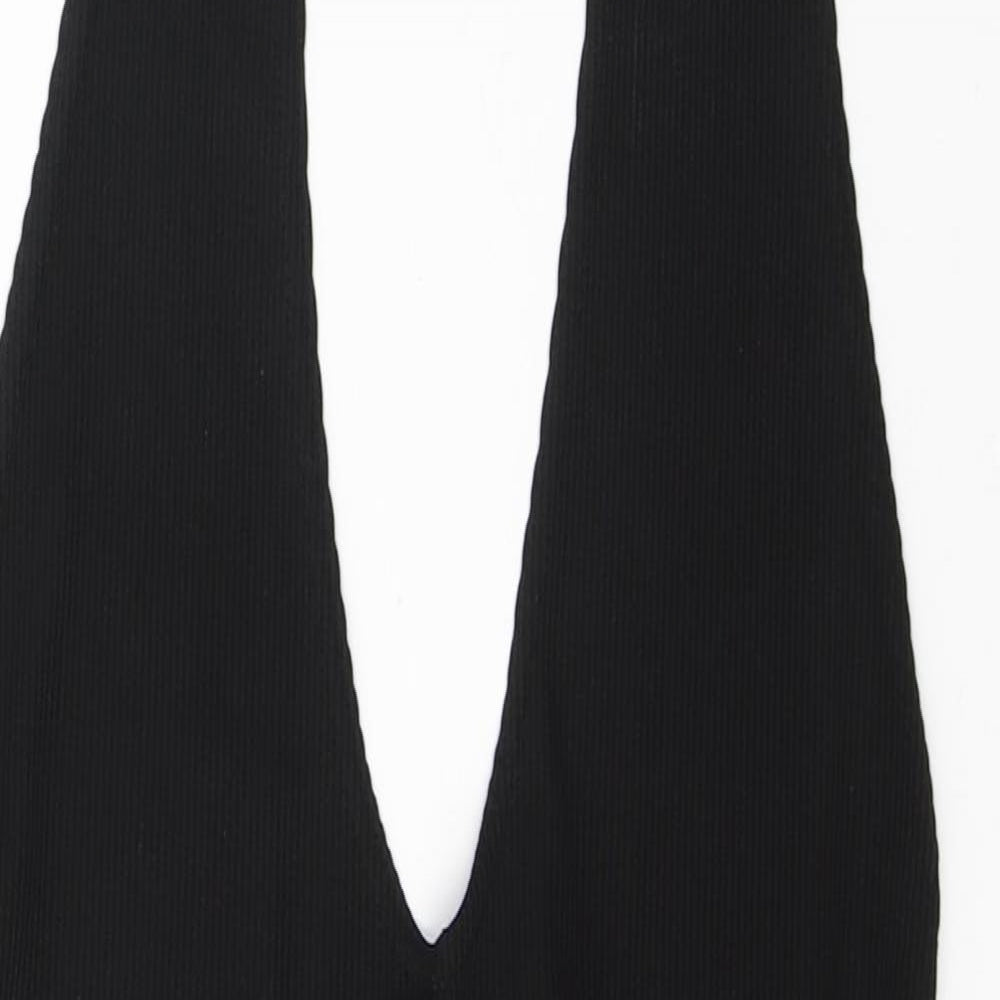 PRETTYLITTLETHING Womens Black  Polyester Mini  Size 14  Halter Tie