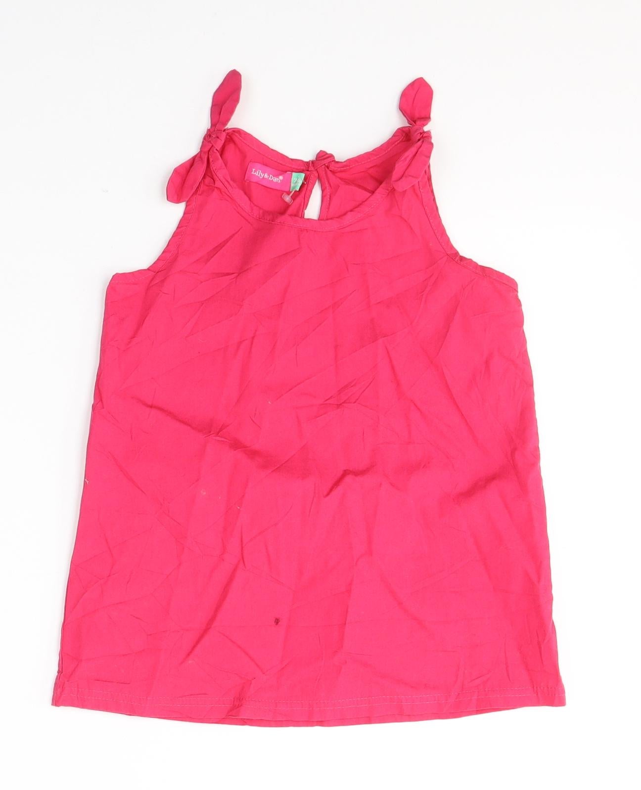 Lily&Dan Girls Pink  Cotton Basic Tank Size 7-8 Years Round Neck Pullover