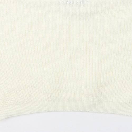 PRETTYLITTLETHING Womens White Boat Neck  Acrylic Pullover Jumper Size S