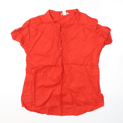 H&M Womens Red  Cotton Basic T-Shirt Size 10 Round Neck