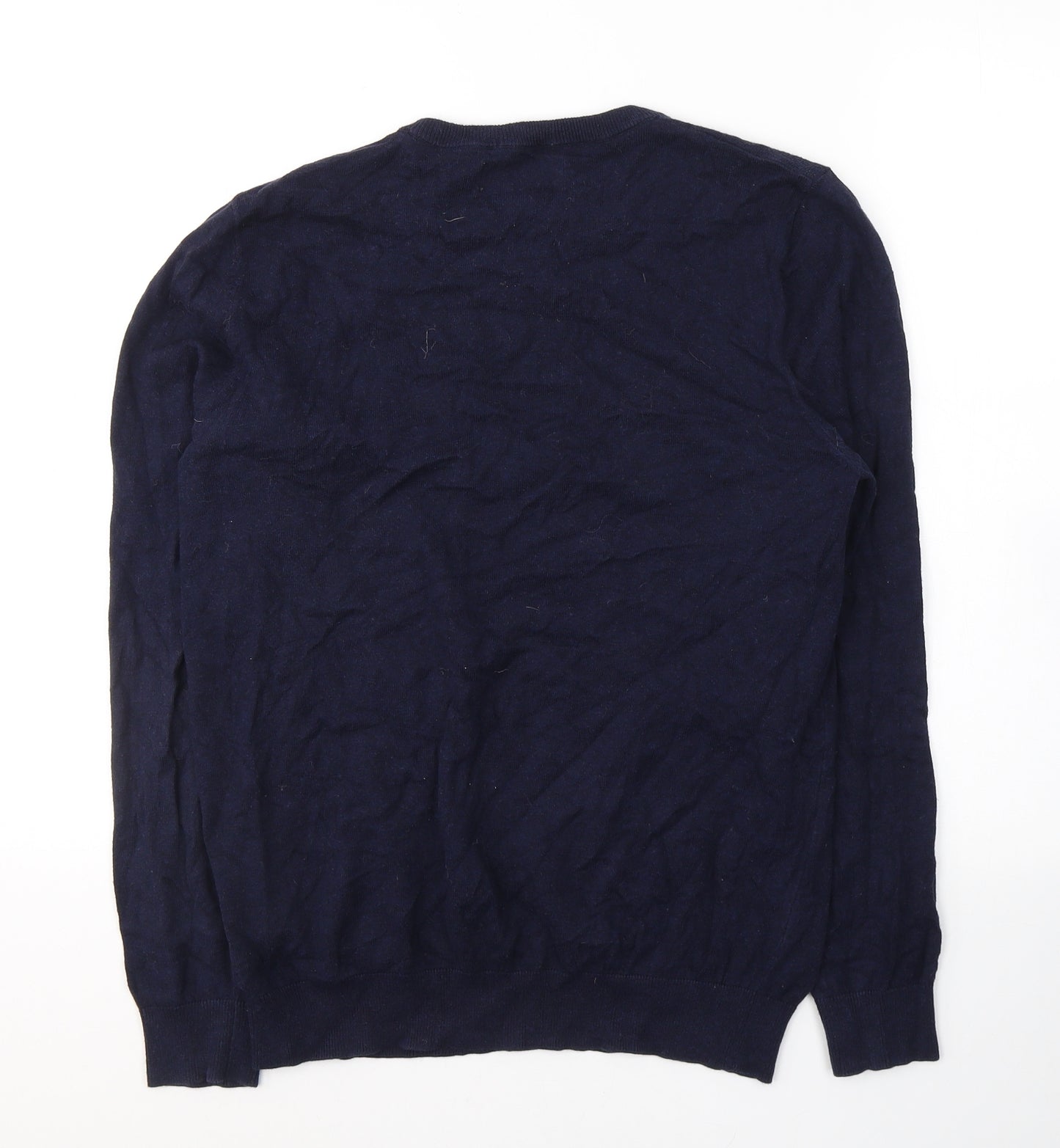 F&F Mens Blue Round Neck  Cotton Pullover Jumper Size M