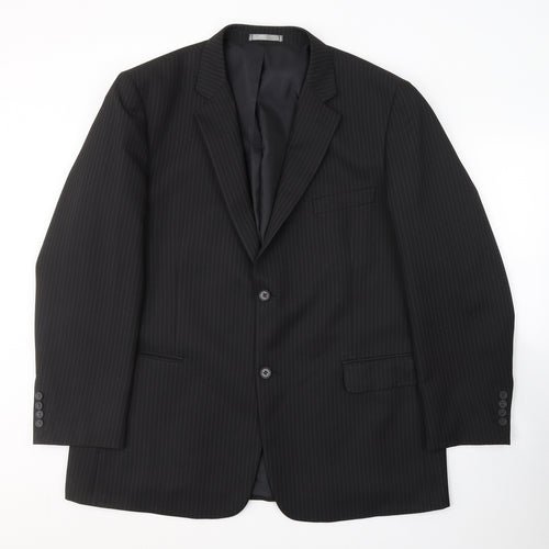 Taylor & Wright Mens Black Striped Polyester Jacket Suit Jacket Size XL