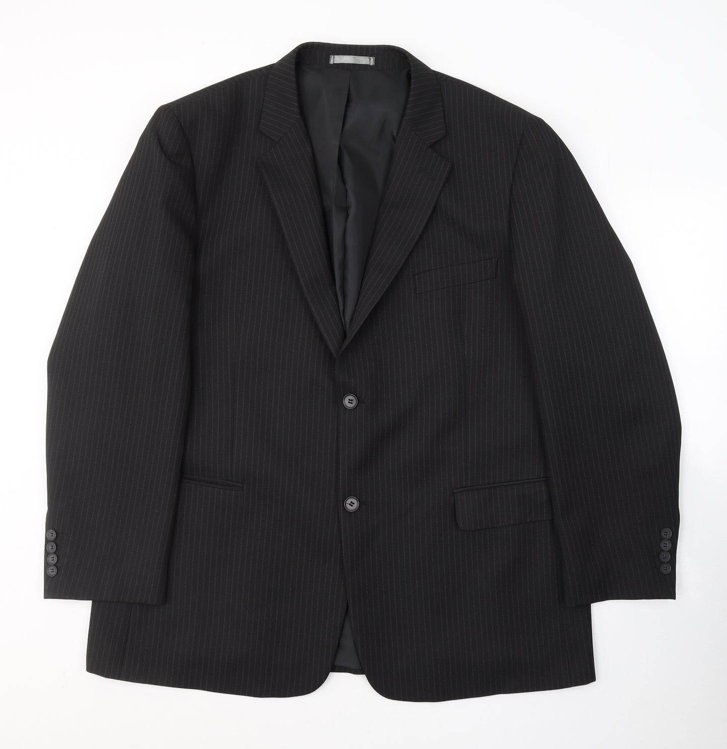 Taylor & Wright Mens Black Striped Polyester Jacket Suit Jacket Size XL