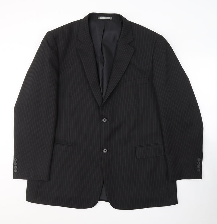 Taylor & Wright Mens Black Striped Polyester Jacket Suit Jacket Size XL