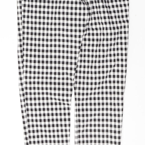 Primark Womens Black Plaid Viscose Jegging Trousers Size 8 L28.5 in Regular Button