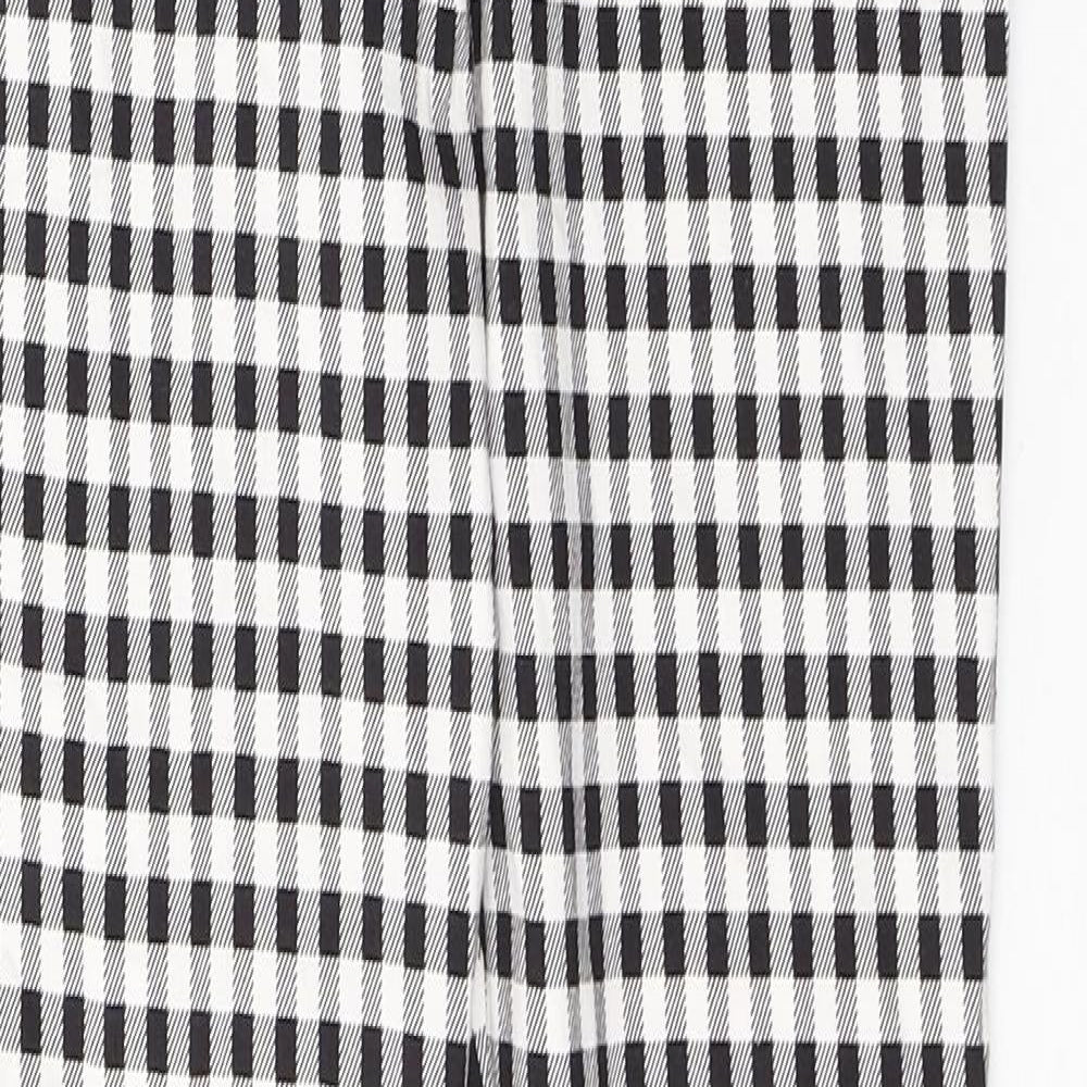 Primark Womens Black Plaid Viscose Jegging Trousers Size 8 L28.5 in Regular Button