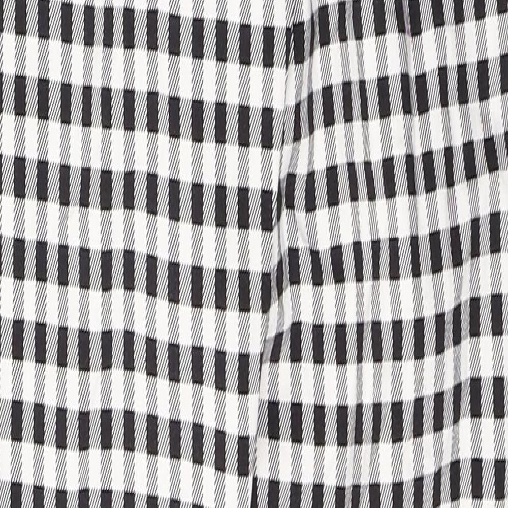 Primark Womens Black Plaid Viscose Jegging Trousers Size 8 L28.5 in Regular Button