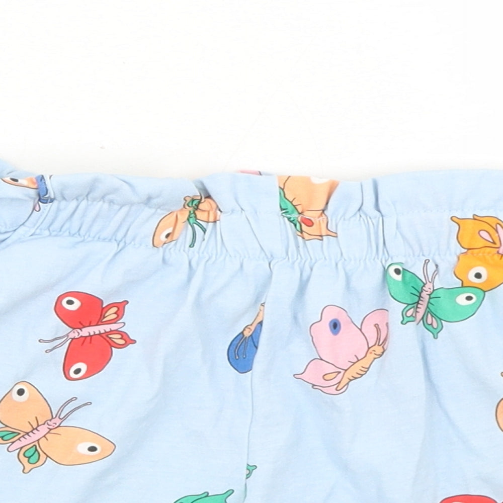 H&M Girls Blue Geometric Cotton Paperbag Shorts Size 5-6 Years  Regular  - Butterfly Print