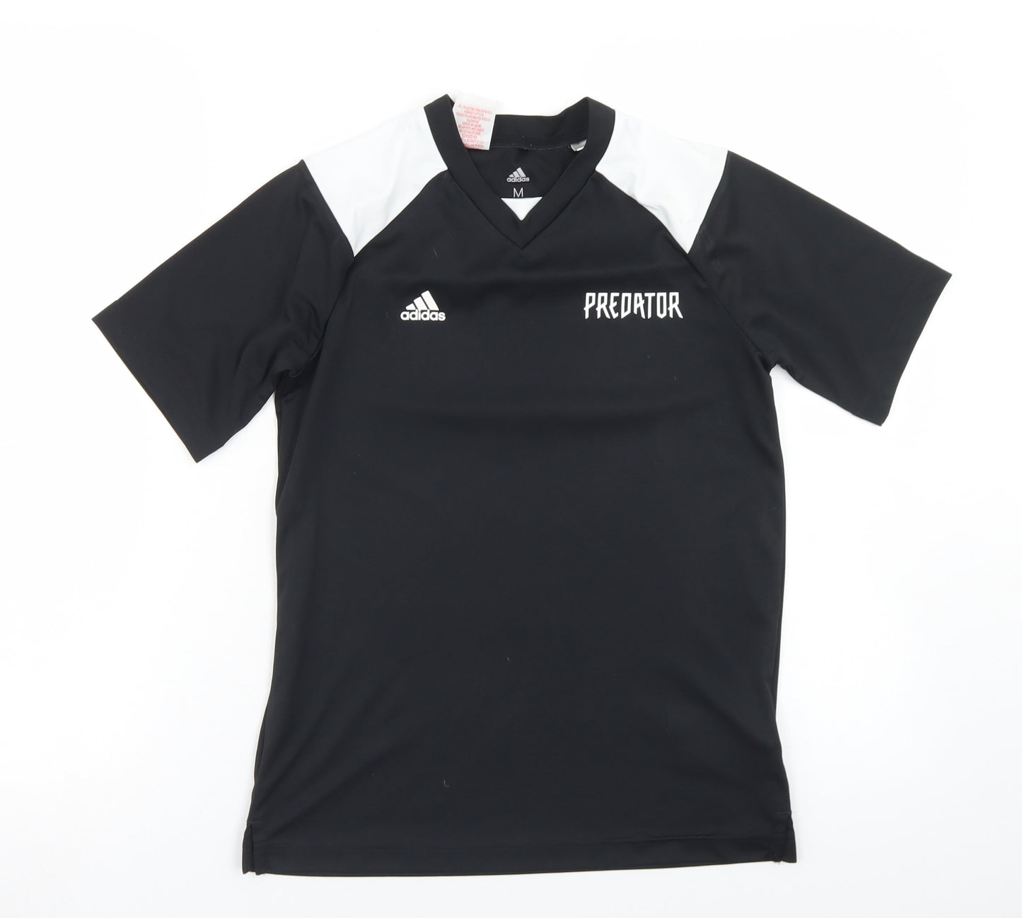 adidas Boys Black Colourblock PLA Fibre Basic T-Shirt Size M V-Neck  - Predator