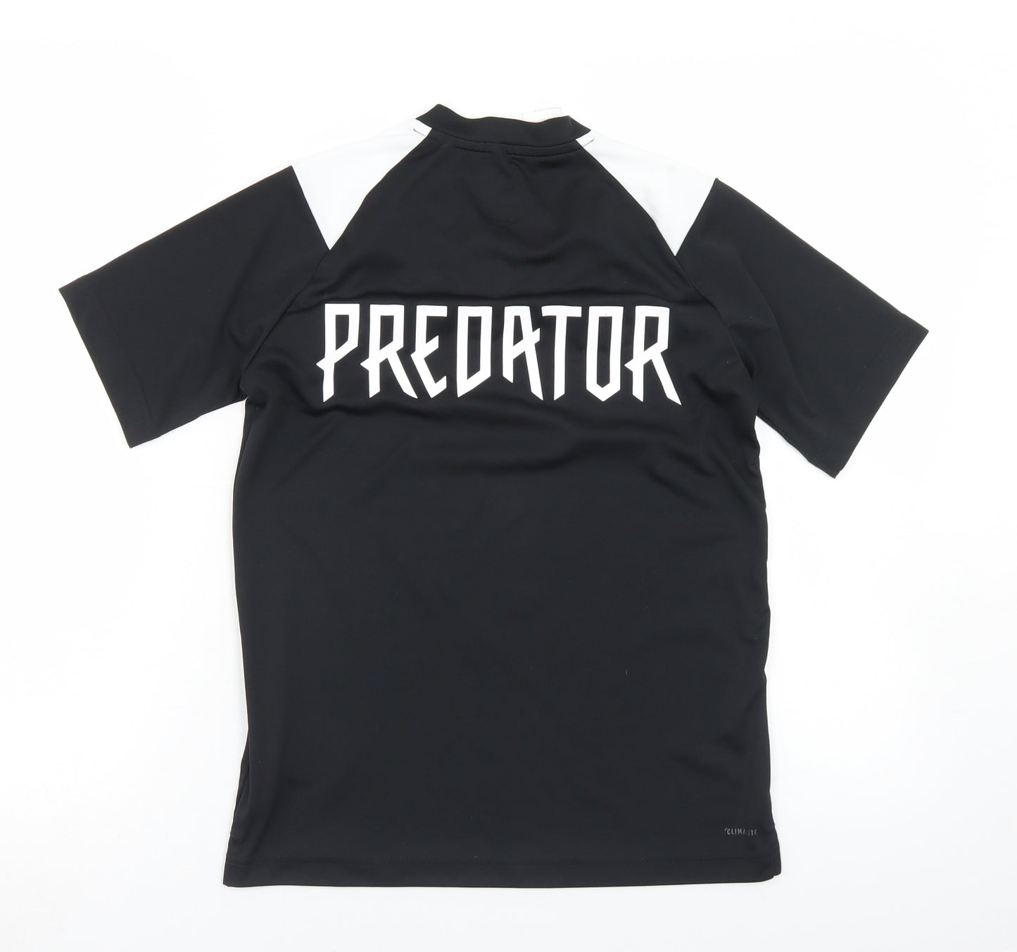 adidas Boys Black Colourblock PLA Fibre Basic T-Shirt Size M V-Neck  - Predator