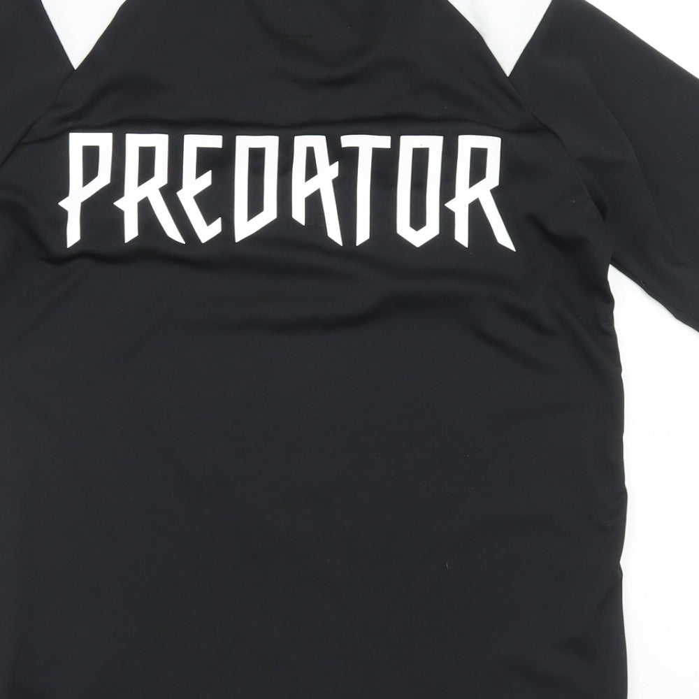 adidas Boys Black Colourblock PLA Fibre Basic T-Shirt Size M V-Neck  - Predator