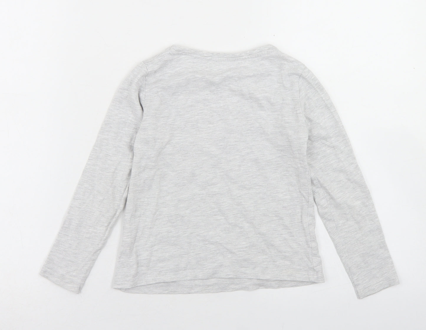 Dunnes Stores Girls Grey  Cotton Basic T-Shirt Size 4-5 Years Crew Neck  - Unicorn