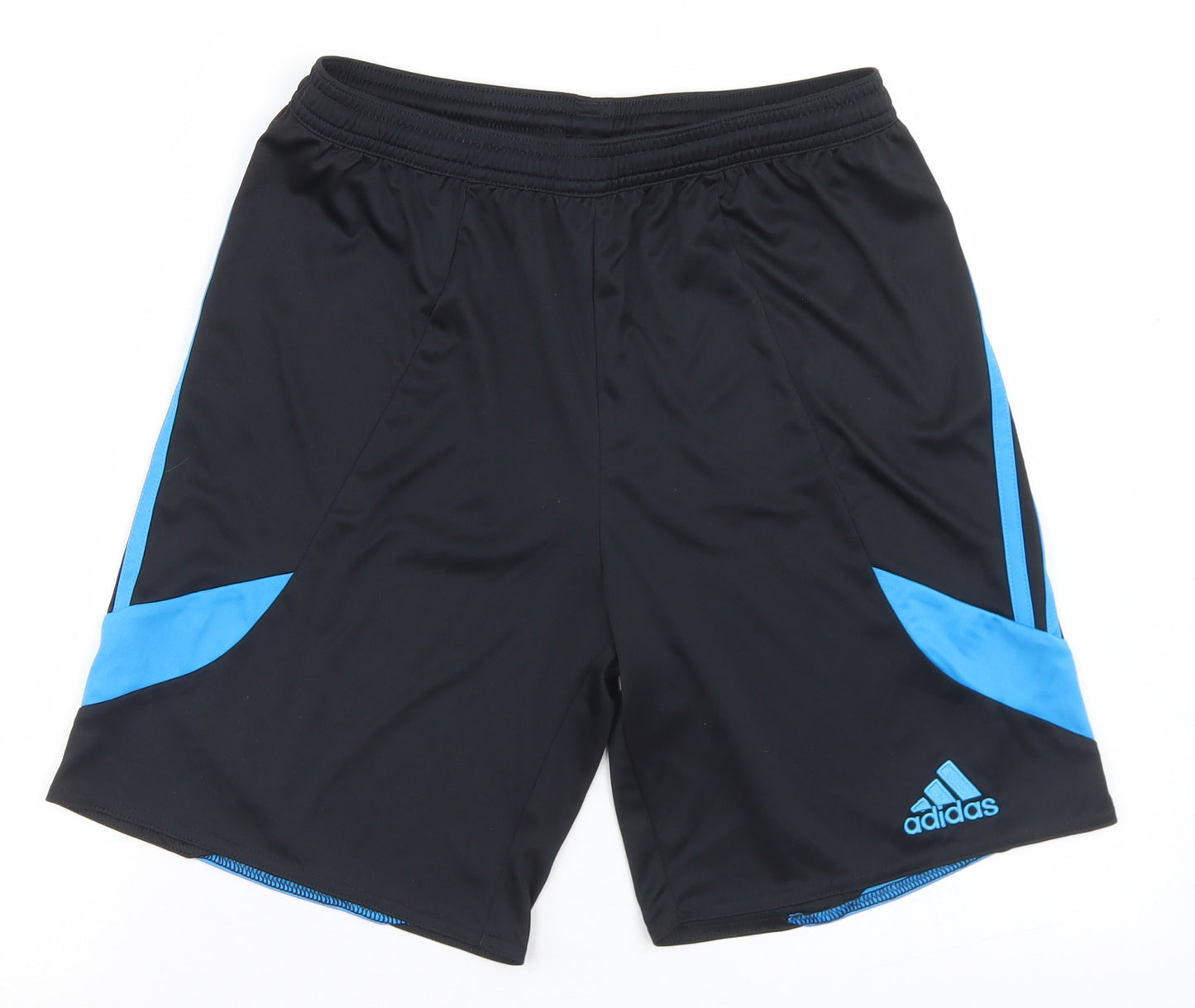 adidas Boys Black  Polyester Sweat Shorts Size 14 Years  Regular Drawstring