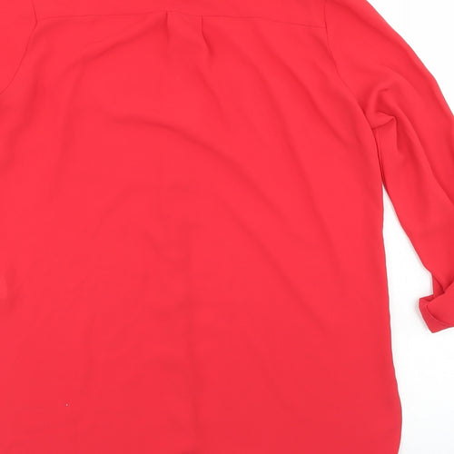 Primark Womens Red  Polyester Basic Blouse Size 8 Collared