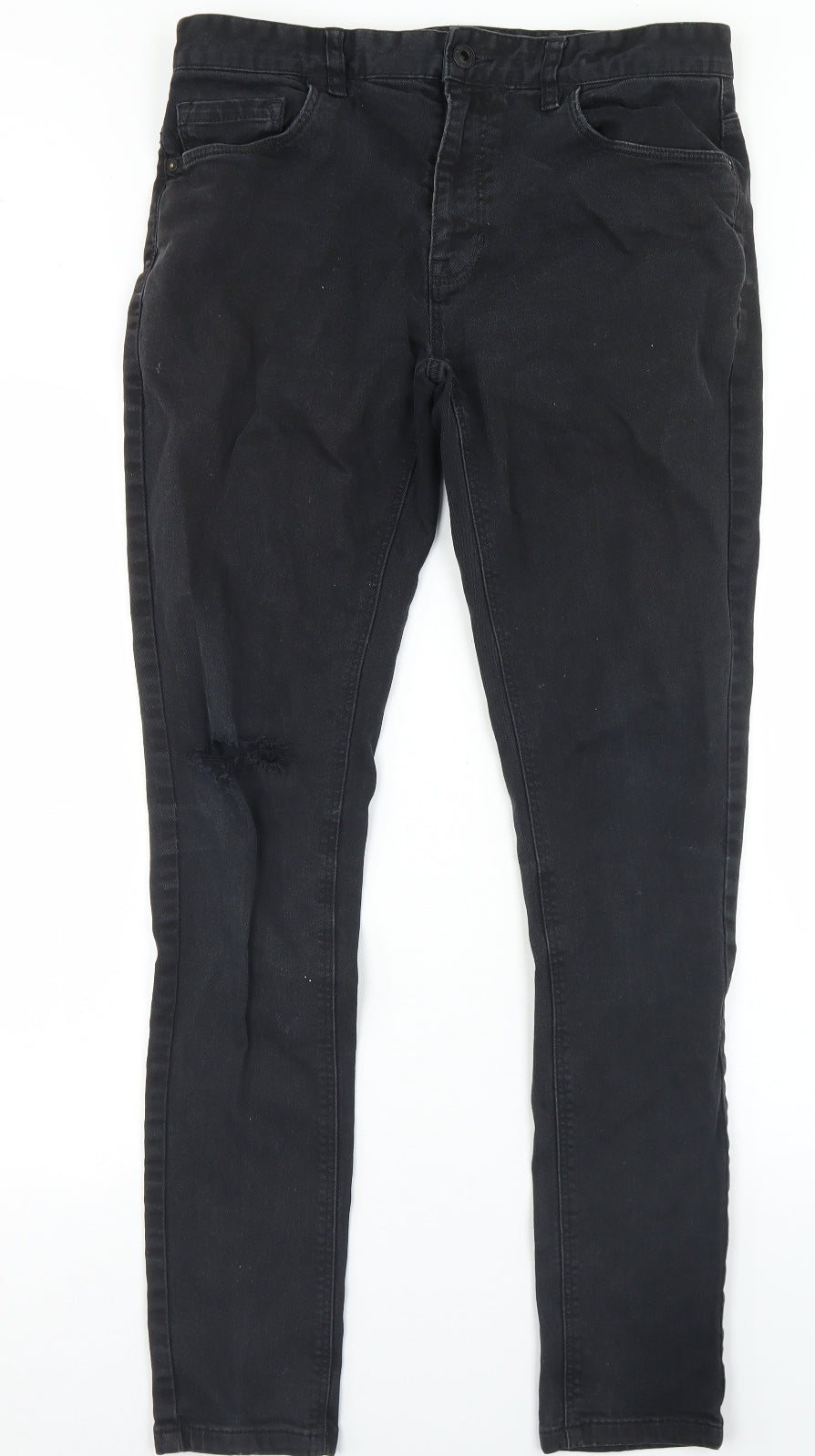NEXT Mens Black  Cotton Skinny Jeans Size 34 in L31 in Regular Button