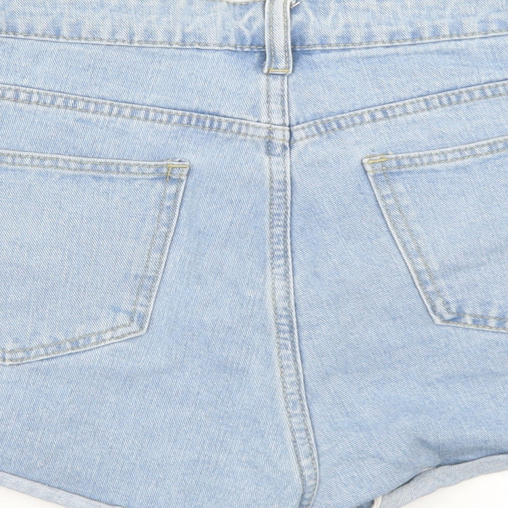 SheIn Womens Blue  Cotton Hot Pants Shorts Size 34 in  Regular Button - Distressed