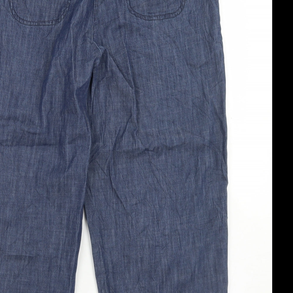 Debenhams Womens Blue  Cotton Cropped Jeans Size 16 L22 in Regular Button