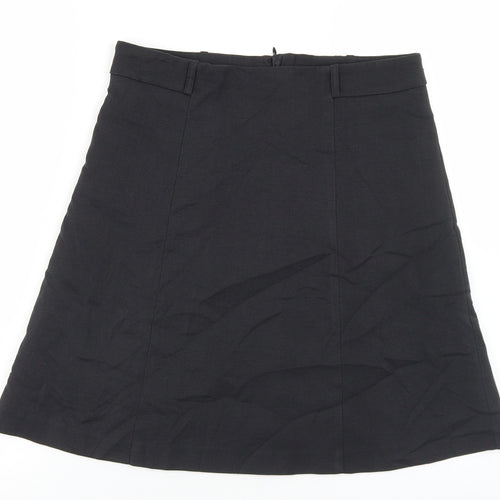 Zero Womens Black  Polyester Flare Skirt Size 30 in   Zip