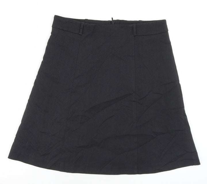 Zero Womens Black  Polyester Flare Skirt Size 30 in   Zip