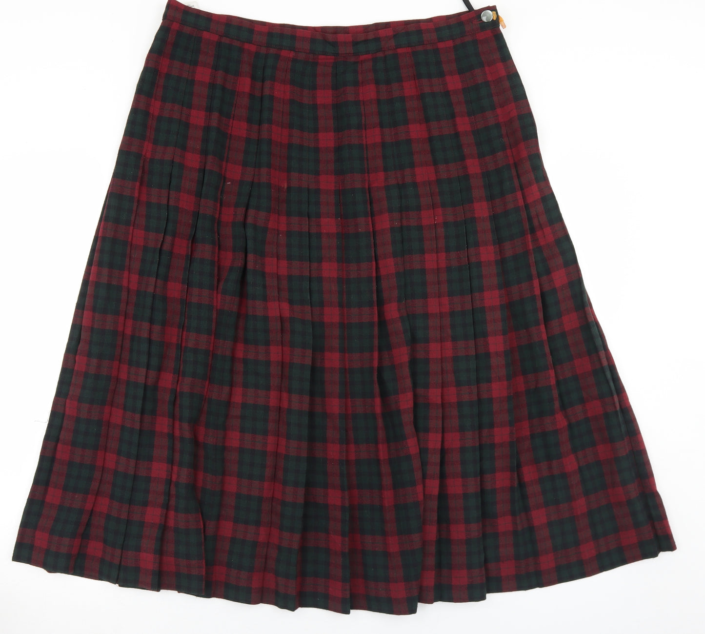 Marks and Spencer Womens Red Plaid Polyester Pleated Skirt Size 20   Zip