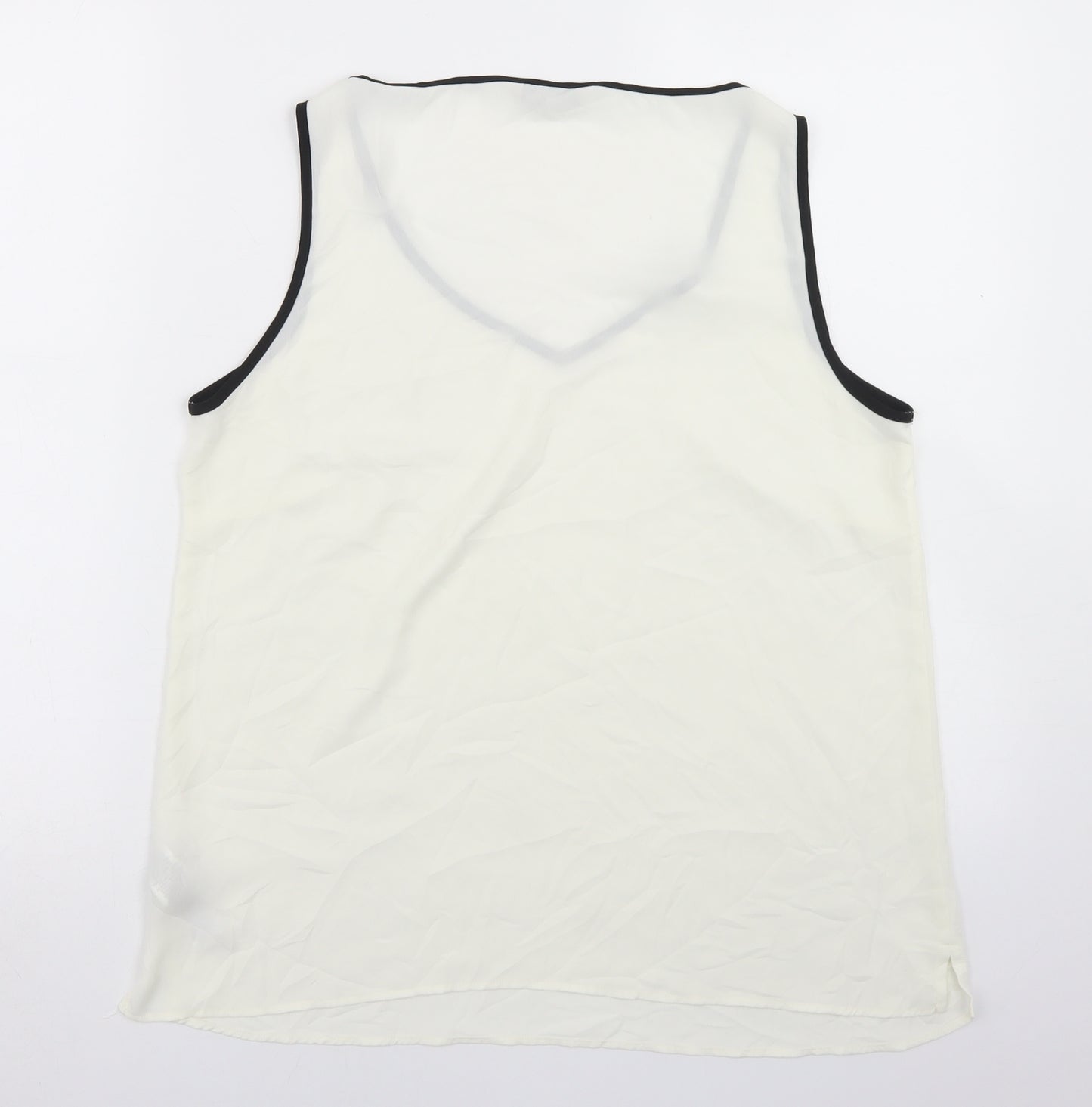 Marks and Spencer Womens Ivory  Polyester Basic Blouse Size 14 V-Neck