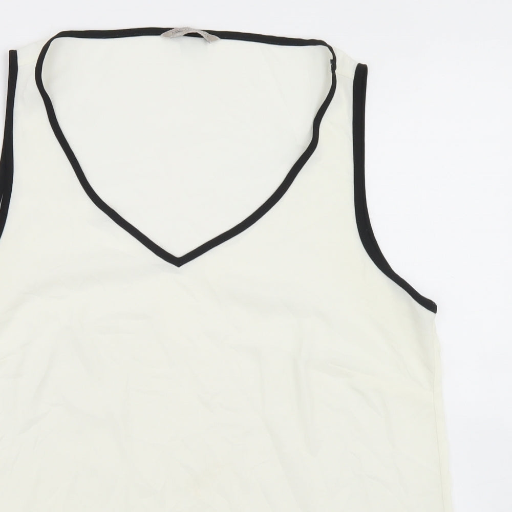 Marks and Spencer Womens Ivory  Polyester Basic Blouse Size 14 V-Neck