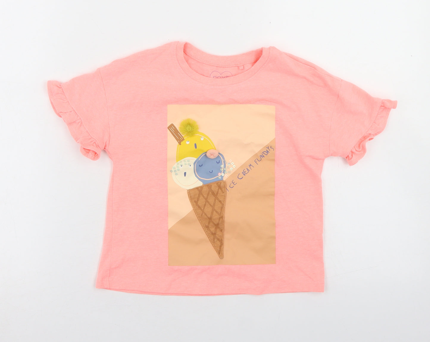 NEXT Girls Pink  Cotton Basic T-Shirt Size 4-5 Years Crew Neck  - Ice Cream